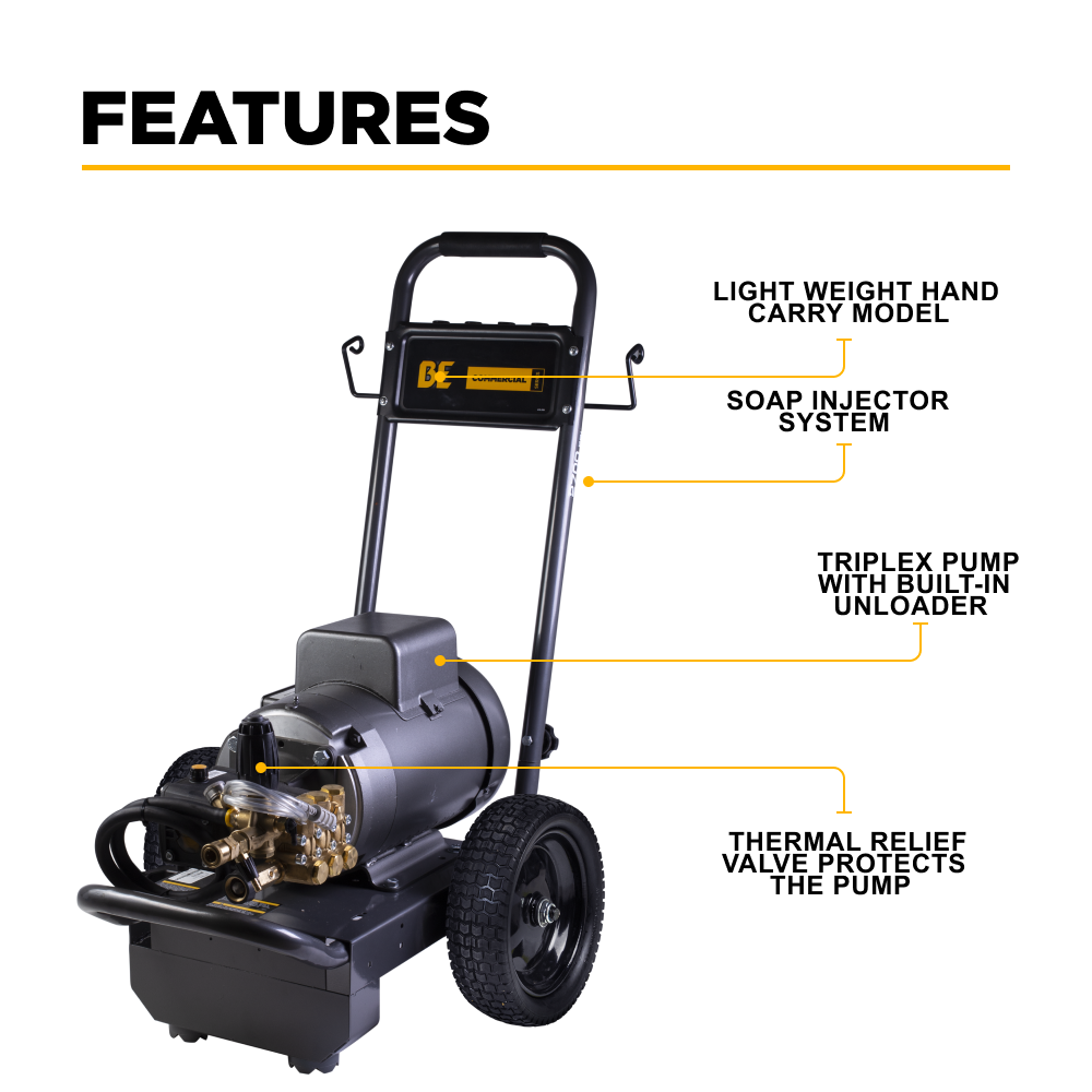 2,700 PSI - 3.5 GPM Electric Pressure Washer with Baldor Motor and AR Triplex Pump