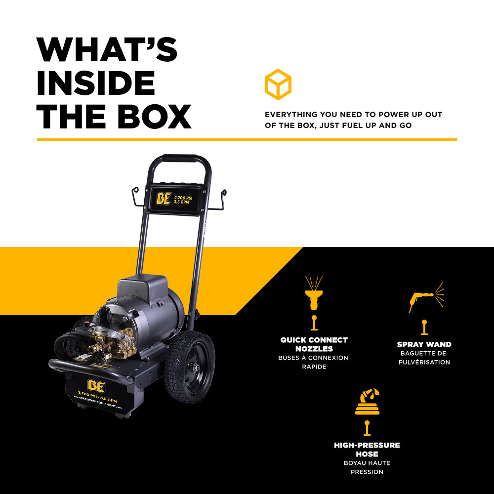 Nettoyeur haute pression électrique de 2 700 PSI - 3,5 GPM avec moteur Baldor et pompe AR Triplex