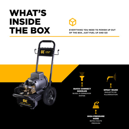 Nettoyeur haute pression électrique de 2 700 PSI - 3,5 GPM avec moteur Baldor et pompe AR Triplex