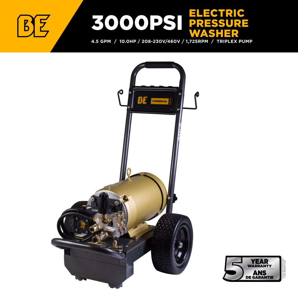 3,000 PSI 4.5 GPM 10 HP Electric Pressure Washer with Baldor Motor and AR Triplex Pump - B3010E34AHE