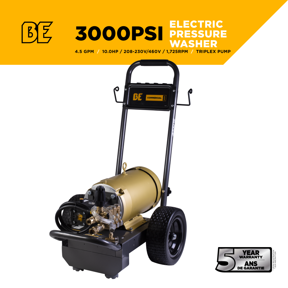 3,000 PSI - 4.5 GPM Electric Pressure Washer with Baldor Motor and AR Triplex Pump