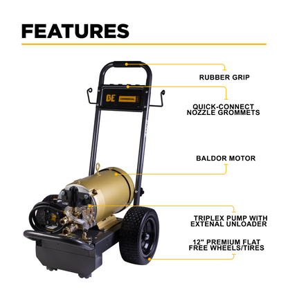 3,000 PSI 4.5 GPM 10 HP Electric Pressure Washer with Baldor Motor and AR Triplex Pump - B3010E34AHE