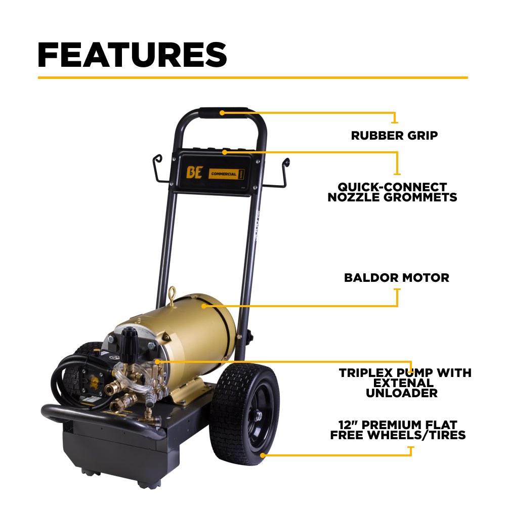 3,000 PSI 4.5 GPM 10 HP Electric Pressure Washer with Baldor Motor and AR Triplex Pump - B3010E34AHE