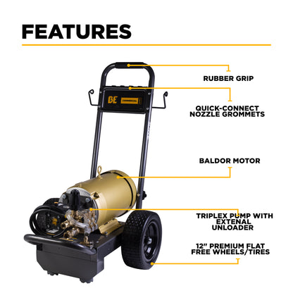 3,000 PSI 4.5 GPM 10 HP Electric Pressure Washer with Baldor Motor and AR Triplex Pump - B3010E34AHE