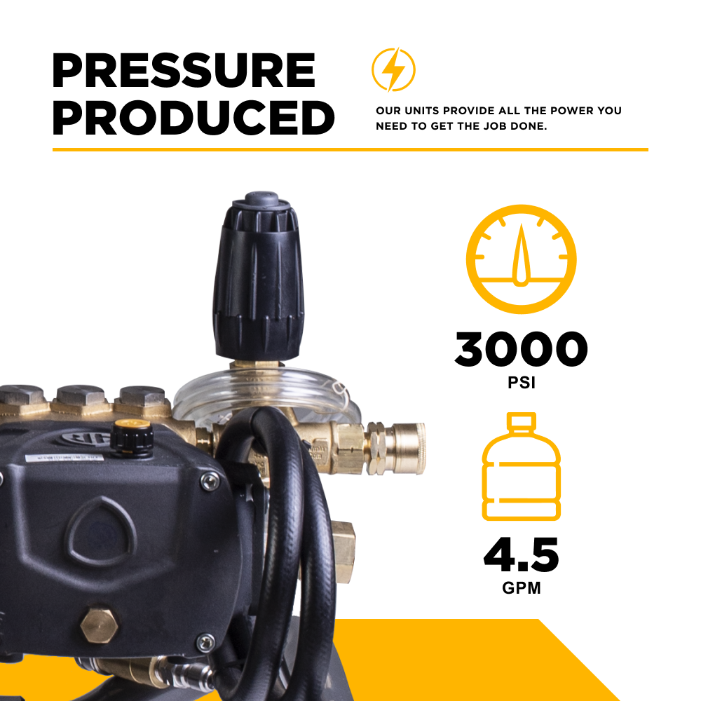 Nettoyeur haute pression électrique de 3 000 PSI - 4,5 GPM avec moteur Baldor et pompe AR Triplex