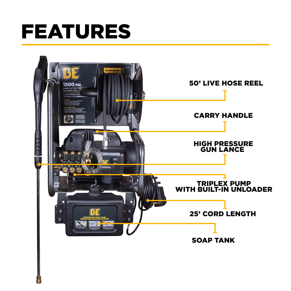 1,500 PSI 1.6 GPM 1.5 HP Electric Pressure Washer with Powerease Motor and Triplex Pump - P1515EPNW
