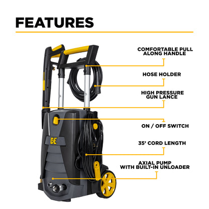 Nettoyeur haute pression électrique 2 000 PSI - 1,7 GPM avec moteur Powerease et pompe axiale AR