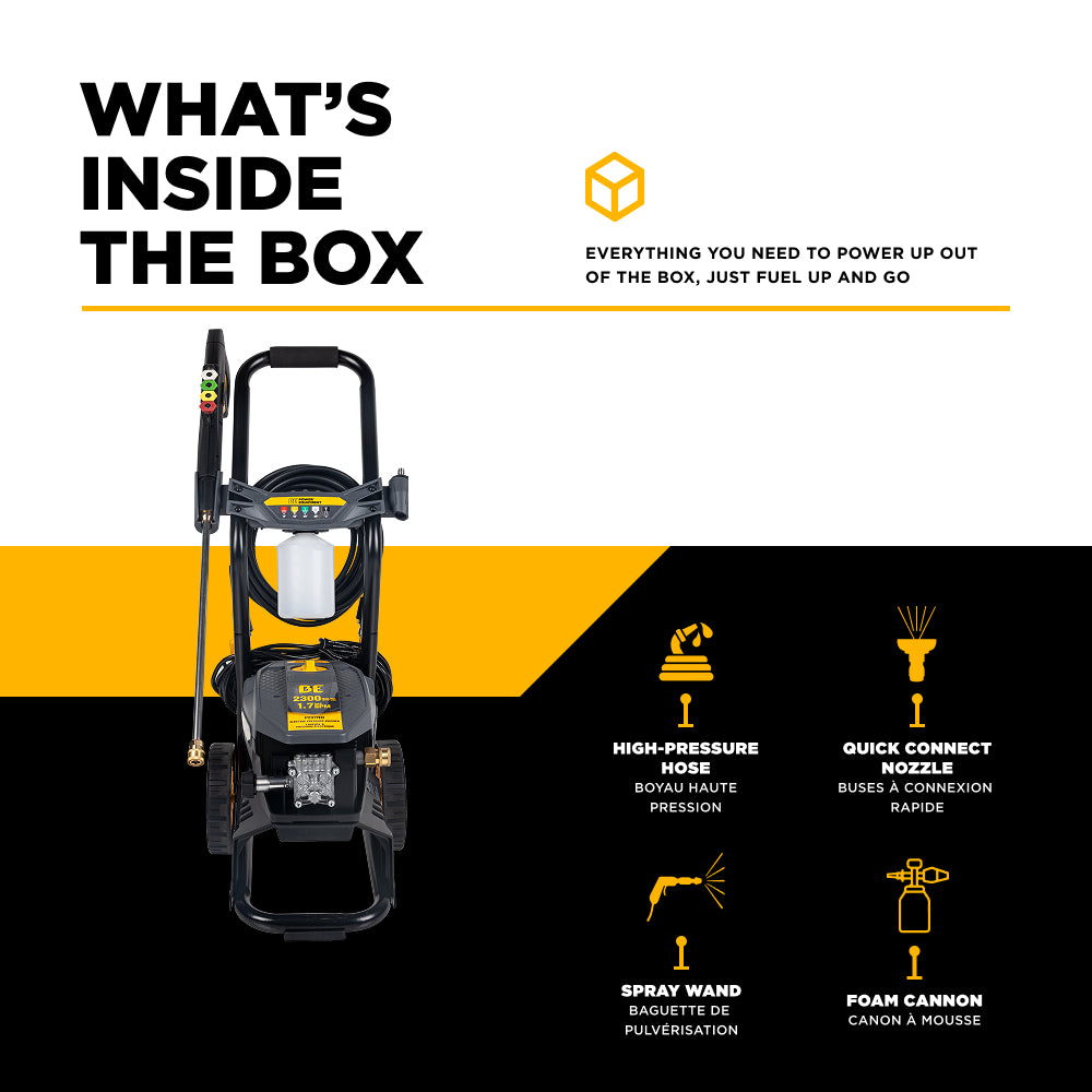 Nettoyeur haute pression électrique 2 300 PSI - 1,7 GPM avec pompe axiale AR