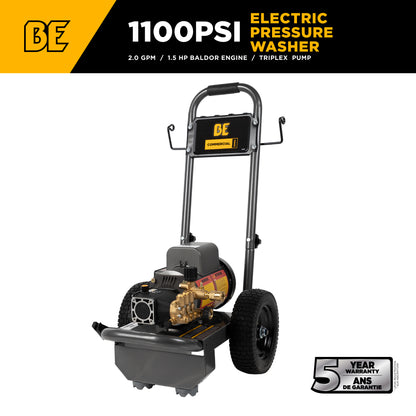 1,100 PSI 2.0 GPM 1.5 HP Electric Pressure Washer with Baldor Motor and Triplex Pump - PE-1115EW1A