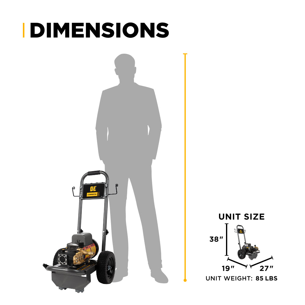 1,100 PSI 2.0 GPM 1.5 HP Electric Pressure Washer with Baldor Motor and Triplex Pump - PE-1115EW1A