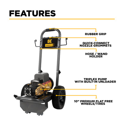 1,100 PSI 2.0 GPM 1.5 HP Electric Pressure Washer with Baldor Motor and Triplex Pump - PE-1115EW1A