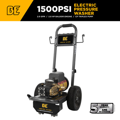 1,500 PSI 2.0 GPM Electric Pressure Washer with Baldor Motor and AR Triplex Pump - PE-1520EW1A