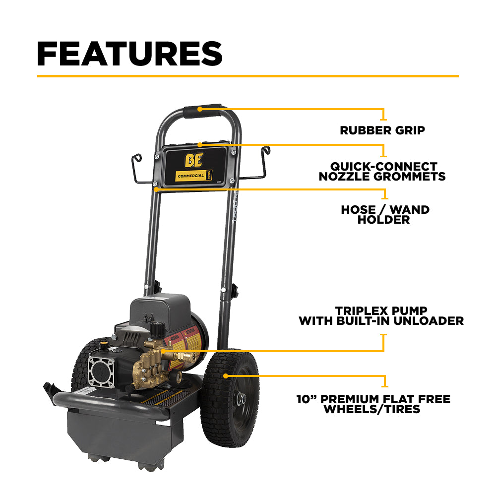 1,500 PSI 2.0 GPM Electric Pressure Washer with Baldor Motor and AR Triplex Pump - PE-1520EW1A
