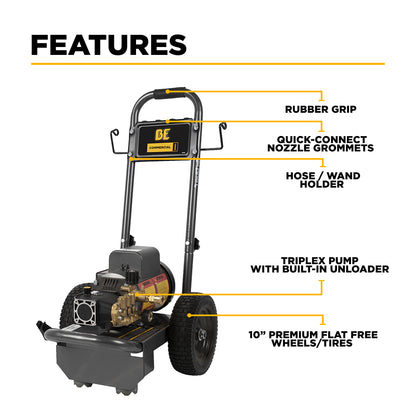 1,500 PSI 2.0 GPM Electric Pressure Washer with Baldor Motor and AR Triplex Pump - PE-1520EW1A