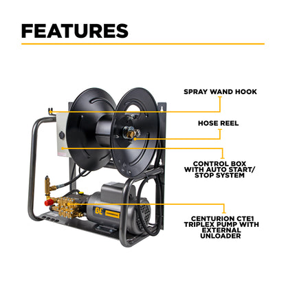 Nettoyeur haute pression électrique mural de 1 500 PSI - 2,0 GPM avec moteur Baldor et pompe AR Triplex