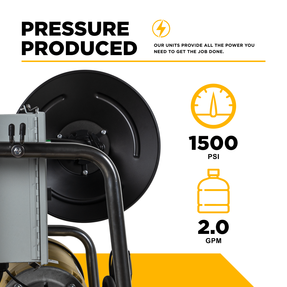 1,500 PSI - 2.0 GPM Wall Mount Electric Pressure Washer with a Baldor Motor and General Triplex Pump