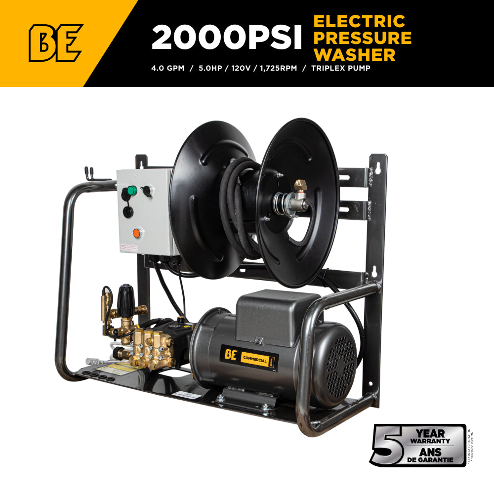 2,000 PSI 4.0 GPM 5.0 HP Electric Pressure Washer with Baldor Motor and AR Triplex Pump - X-2050FW1A