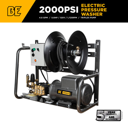 2,000 PSI 4.0 GPM 5.0 HP Electric Pressure Washer with Baldor Motor and AR Triplex Pump - X-2050FW1A