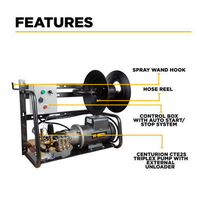2,000 PSI 4.0 GPM 5.0 HP Electric Pressure Washer with Baldor Motor and AR Triplex Pump - X-2050FW1A