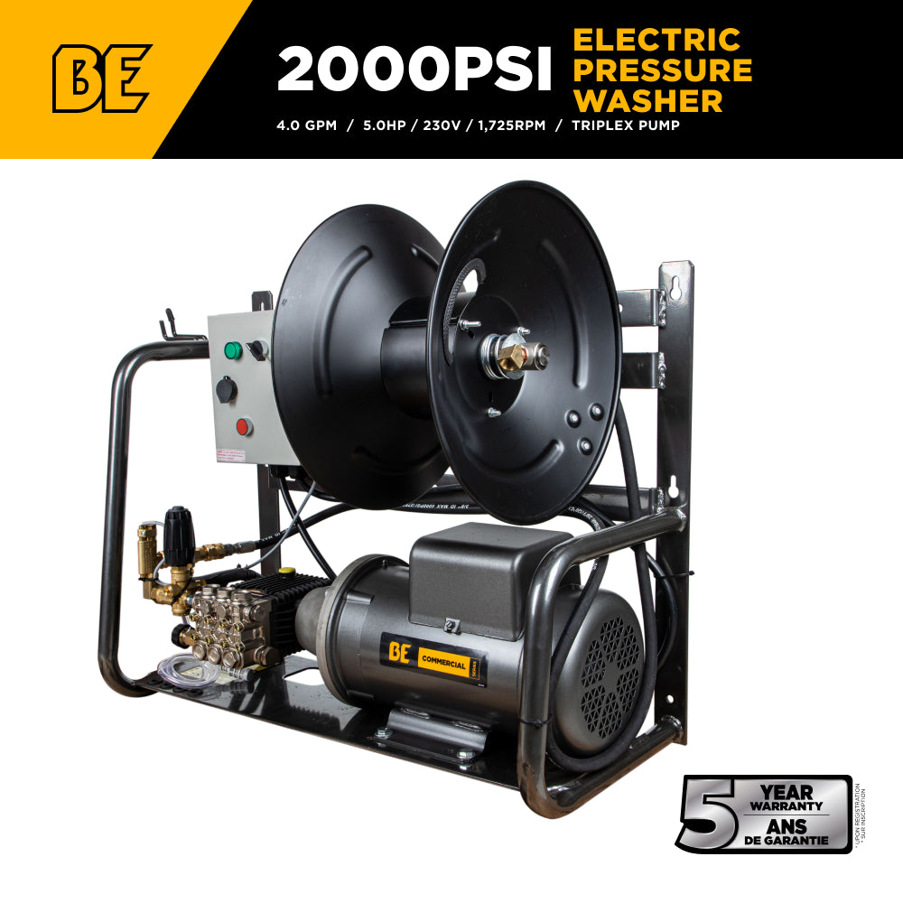2,000 PSI 4.0 GPM 5.0 HP Electric Pressure Washer with Baldor Motor and General Triplex Pump - X-2050FW3GENHT2