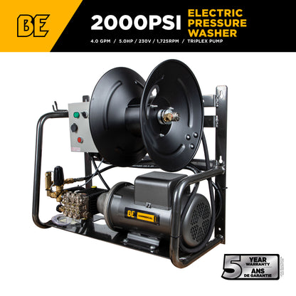 2,000 PSI 4.0 GPM 5.0 HP Electric Pressure Washer with Baldor Motor and General Triplex Pump - X-2050FW3GENHT2