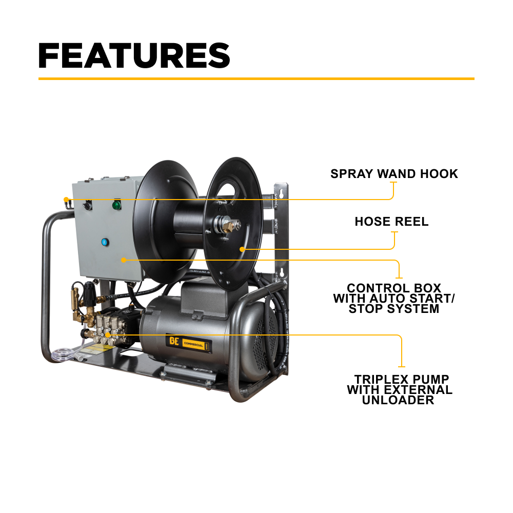 Nettoyeur haute pression électrique de 3 000 PSI - 4,0 GPM avec moteur Baldor et pompe Triplex de General