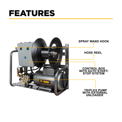 Nettoyeur haute pression électrique de 3 000 PSI - 4,0 GPM avec moteur Baldor et pompe Triplex de General