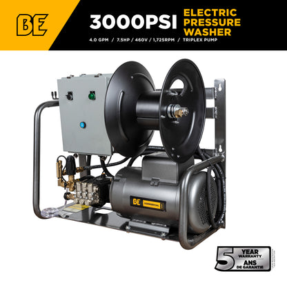 3,000 PSI 4.0 GPM 7.5 HP Electric Pressure Washer with 7.5 HP - 3 Phase Baldor Motor and General Triplex Pump - X-2775FW3GENHT4