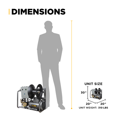 Nettoyeur haute pression électrique de 3 000 PSI - 4,0 GPM avec moteur Baldor triphasé de 7,5 CV et pompe Triplex générale