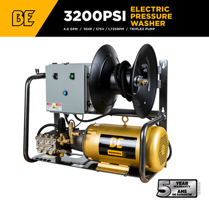 3,200 PSI 4.0 GPM 10 HP Electric Pressure Washer with 10 HP - 3 Phase Baldor Motor and General Triplex Pump - X-3010FW3GENHT