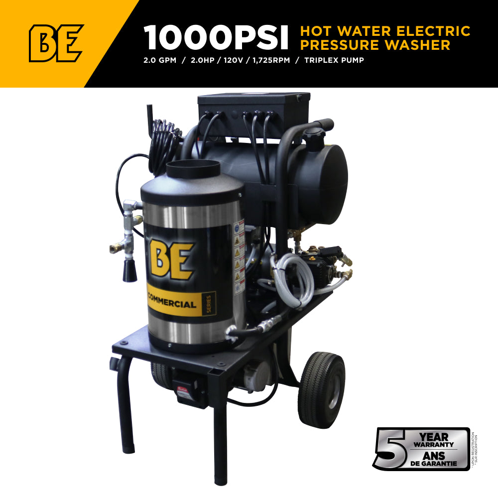 1,000 PSI 2.0 GPM Hot Water Electric Pressure Washer with Comet Triplex Pump - 1250