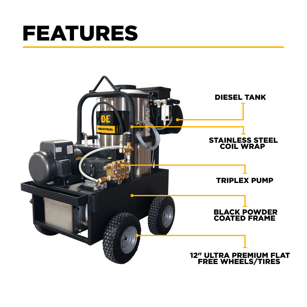 2,000 PSI 5.0 GPM Hot Water Electric Pressure Washer with General Triplex Pump -  15-520