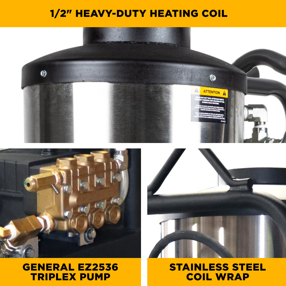 1,000 PSI 2.2 GPM Hot Water Electric Pressure Washer with General Triplex Pump -  15-281
