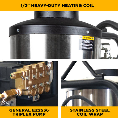 1,000 PSI 2.2 GPM Hot Water Electric Pressure Washer with General Triplex Pump -  15-281