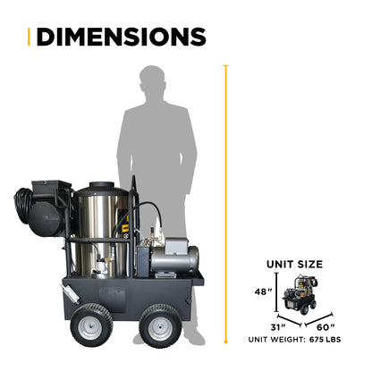 2,000 PSI 5.0 GPM Hot Water Electric Pressure Washer with General Triplex Pump -  15-520