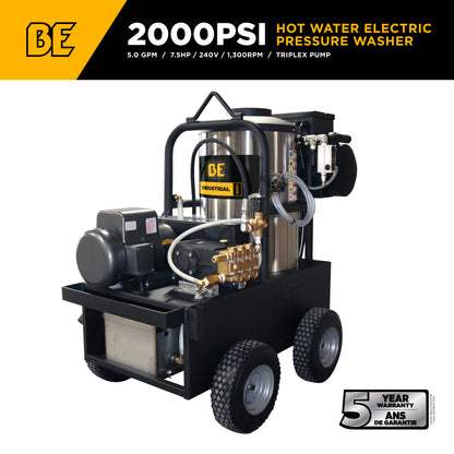 2,000 PSI 5.0 GPM Hot Water Electric Pressure Washer with General Triplex Pump -  15-520