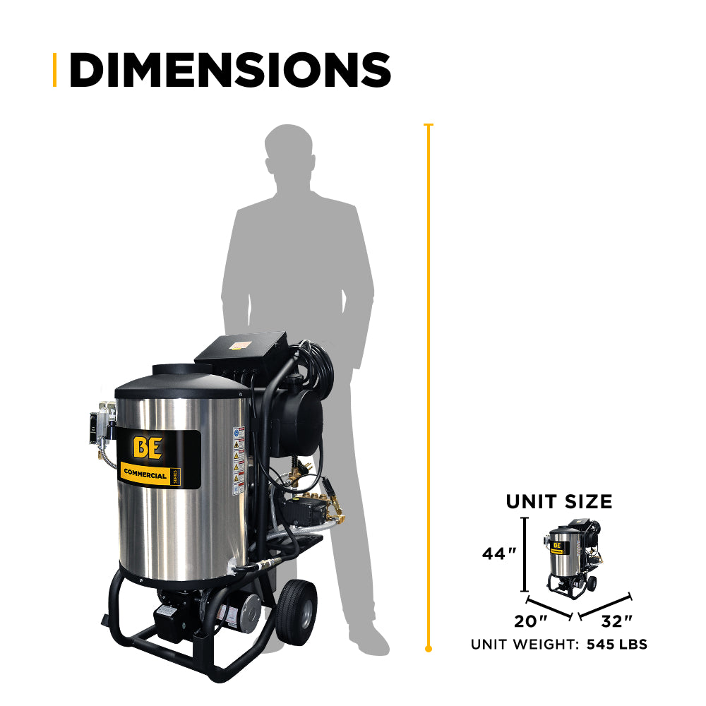 2,300 PSI 4.0 GPM Hot Water Electric Pressure Washer with Comet Triplex Pump - 42-6