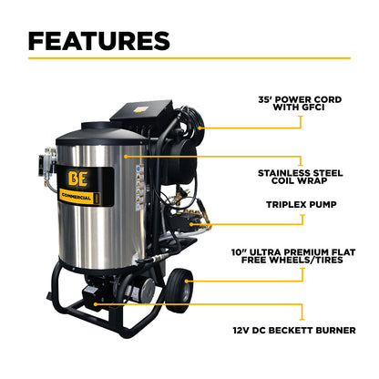 2,300 PSI 4.0 GPM Hot Water Electric Pressure Washer with Comet Triplex Pump - 42-6