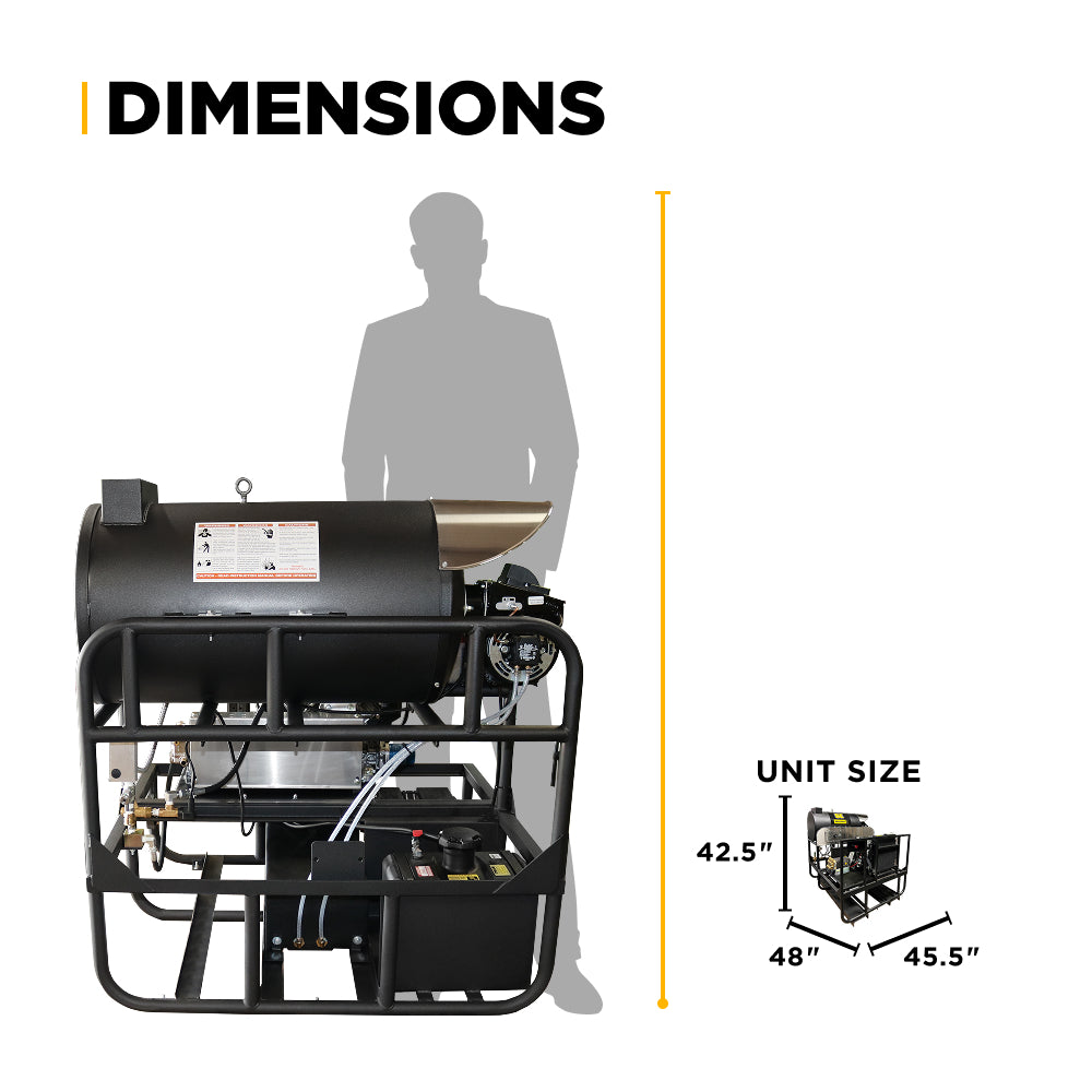 3,500 PSI 5.2 GPM Hot Water Diesel Pressure Washer Skid with General Triplex Pump - 5640DG