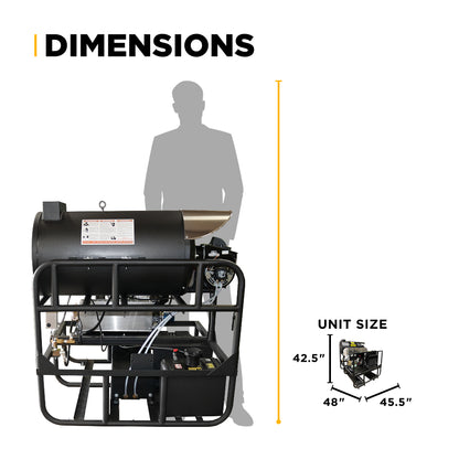 3,500 PSI 5.2 GPM Hot Water Diesel Pressure Washer Skid with General Triplex Pump - 5640DG