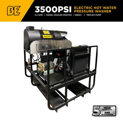 3,500 PSI 5.2 GPM Hot Water Diesel Pressure Washer Skid with General Triplex Pump - 5640DG