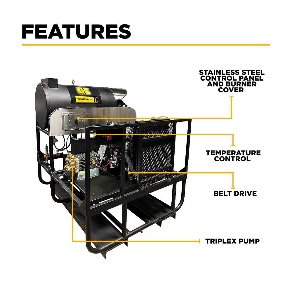 3,500 PSI 5.2 GPM Hot Water Diesel Pressure Washer Skid with General Triplex Pump - 5640DG