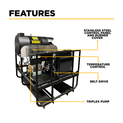 3,500 PSI 5.2 GPM Hot Water Diesel Pressure Washer Skid with General Triplex Pump - 5640DG