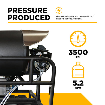 3,500 PSI 5.2 GPM Hot Water Diesel Pressure Washer Skid with General Triplex Pump - 5640DG