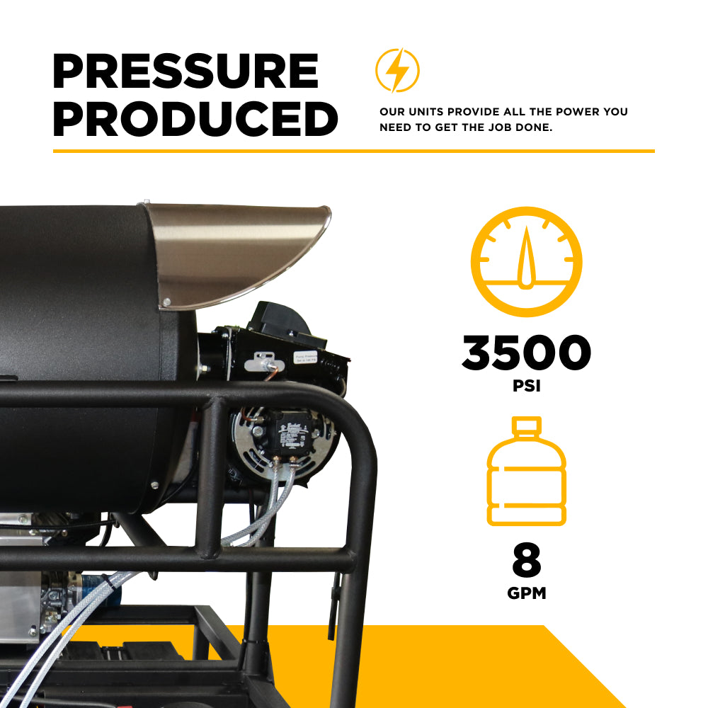 3,500 PSI 8 GPM Hot Water Diesel Pressure Washer Skid with General Triplex Pump - 5835DG