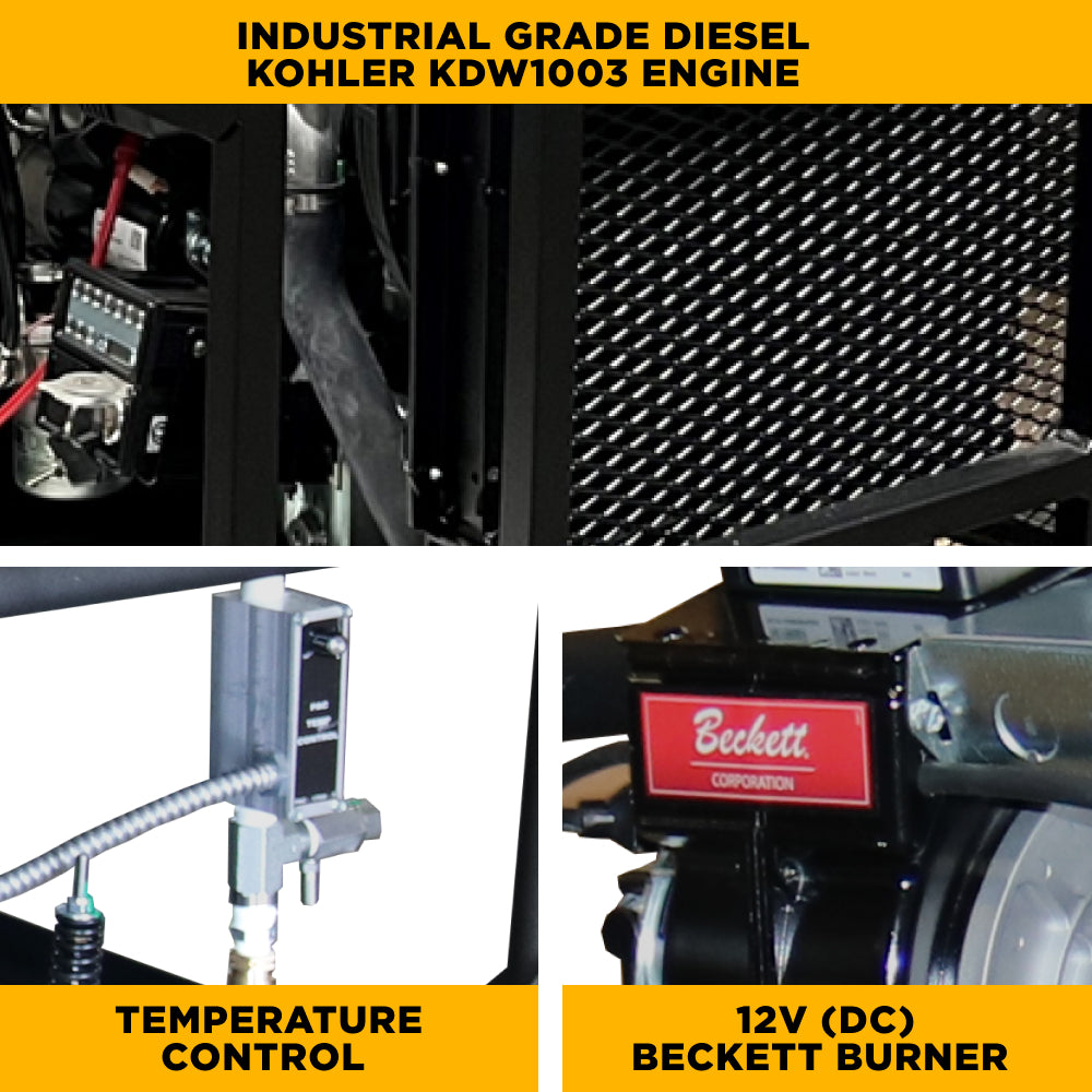 3,500 PSI 8 GPM Hot Water Diesel Pressure Washer Skid with General Triplex Pump - 5835DG