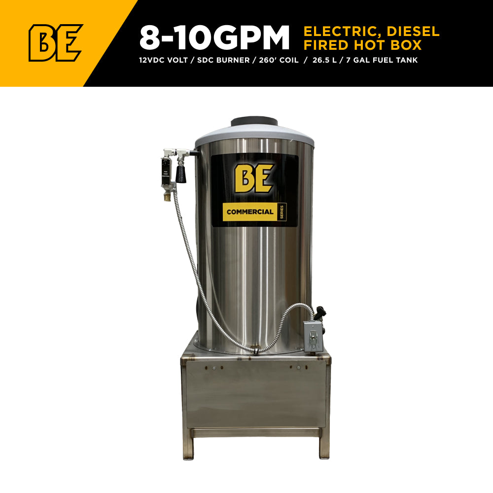 CALENTADOR VERTICAL DE ACEITE, 8-10 GPM, 12 VCC, ACERO INOXIDABLE