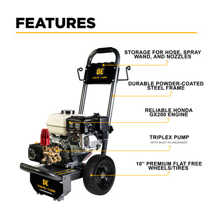 3100PSI 3.1 GPM Cold Water Gas Pressure Washer - B3165HC