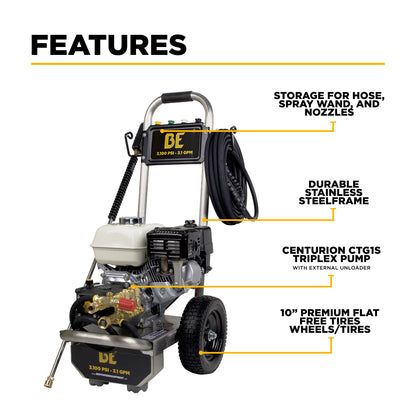 3,100 PSI 3.1 GPM Cold Water Gas Pressure Washer - B3165HSAS