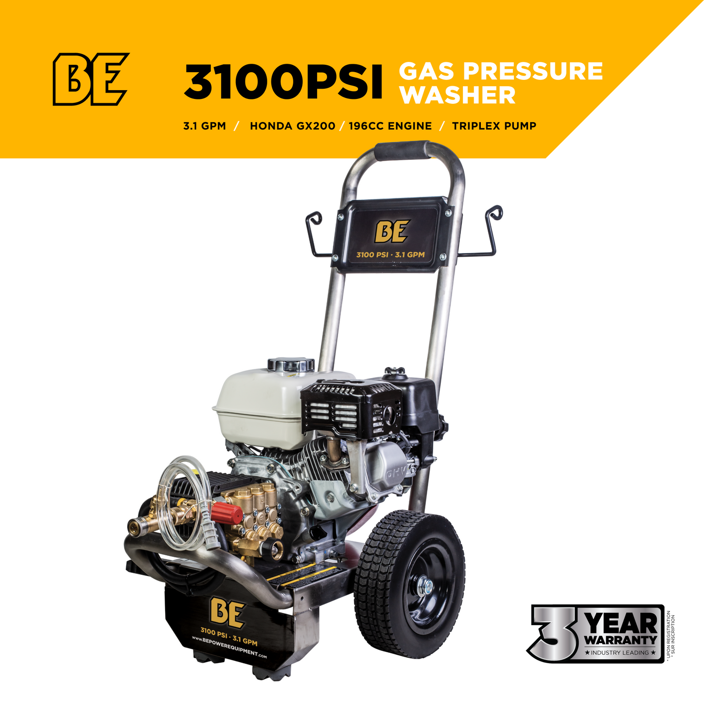 3,100 PSI 3.1 GPM Cold Water Gas Pressure Washer - B3165HSGS